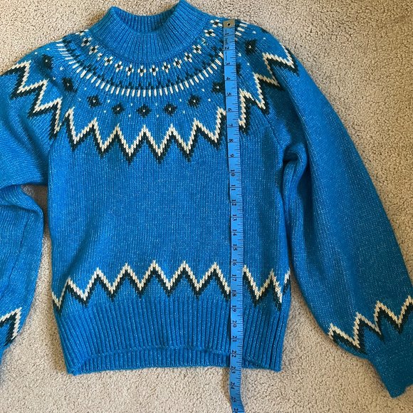 Who What Wear | *Blue Winter Sweater* | Balloon Sleeve | Mockneck Collar | NWOT - Picture 3 of 10